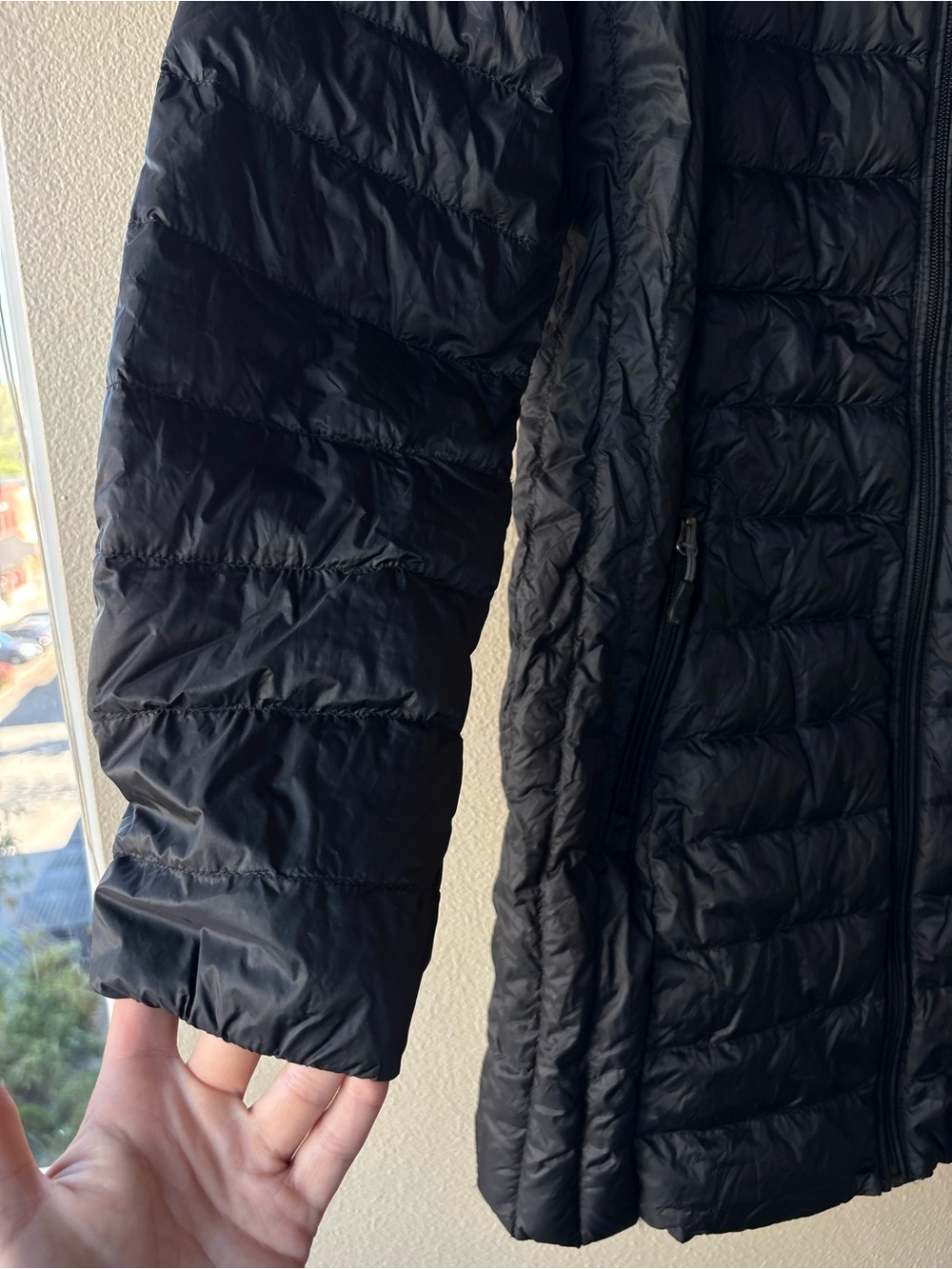 Aventure Long Down Filled Puffer Coat Hooded Black Winter Jacket - Picture 6 of 12
